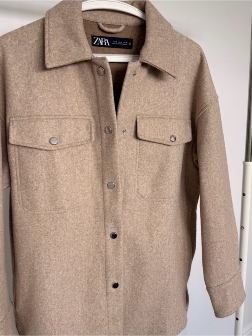 ZARA Beige Wool-Blend Collar Coat